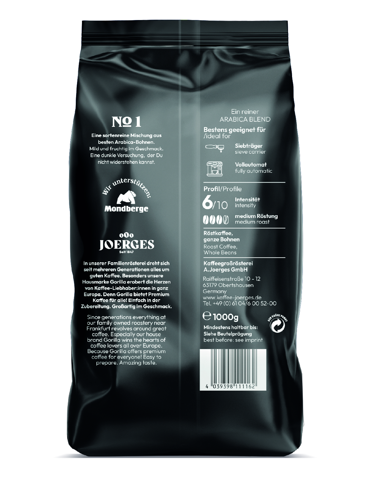 gorilla espresso crema no.1 kaffee 1kg ganze bohnen 100% arabica