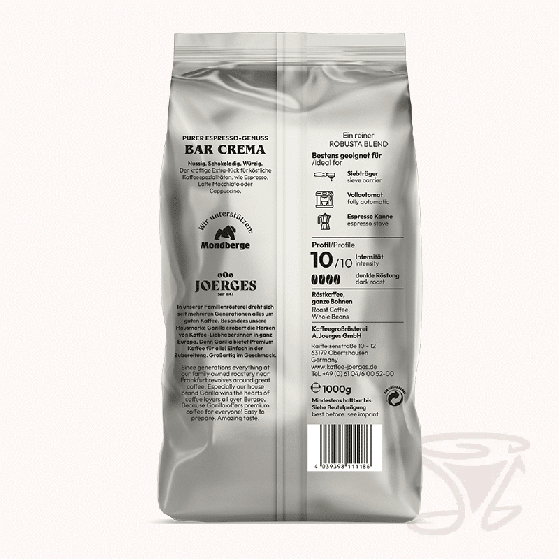 gorilla espresso bar crema 1kg ganze bohnen