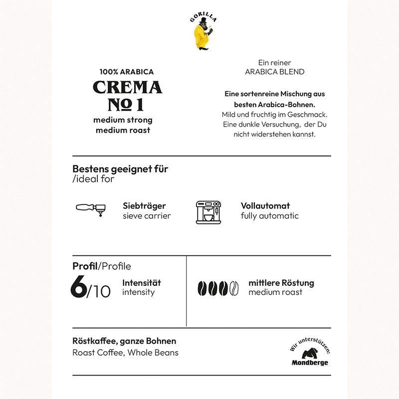 gorilla espresso crema no.1 kaffee 1kg ganze bohnen 100% arabica