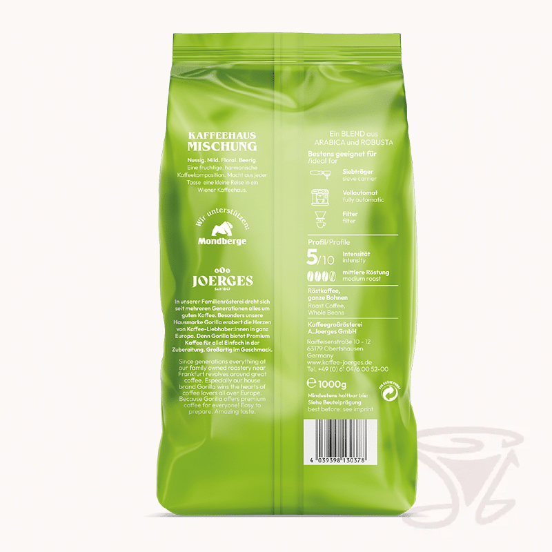 gorilla kaffeehaus mischung 1kg kaffee ganze bohnen