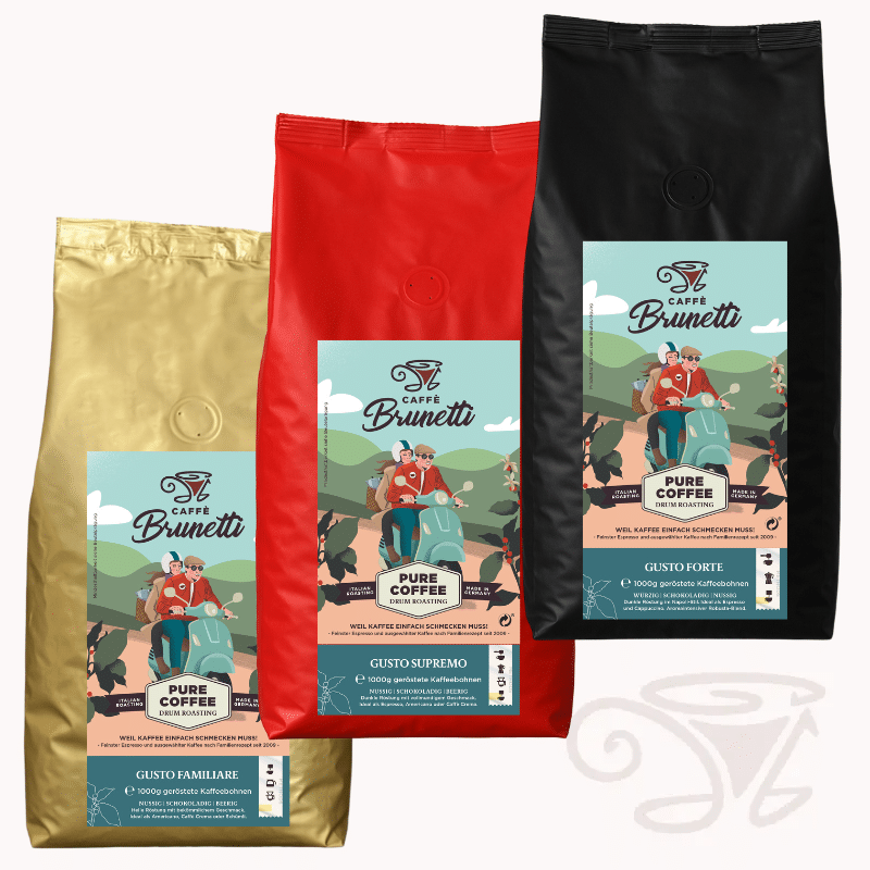 caffè brunetti espresso & kaffee delizioso 3kg probierset ganze bohnen