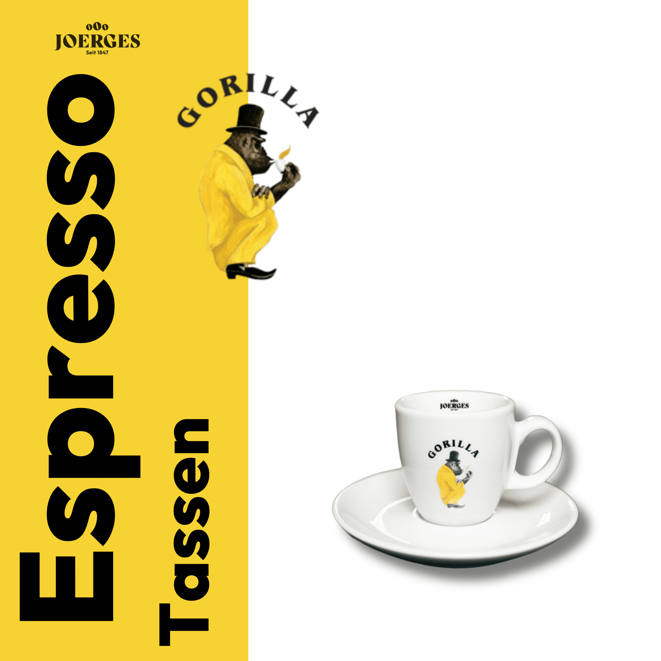 gorilla dickwandige espresso tasse mit untertasse