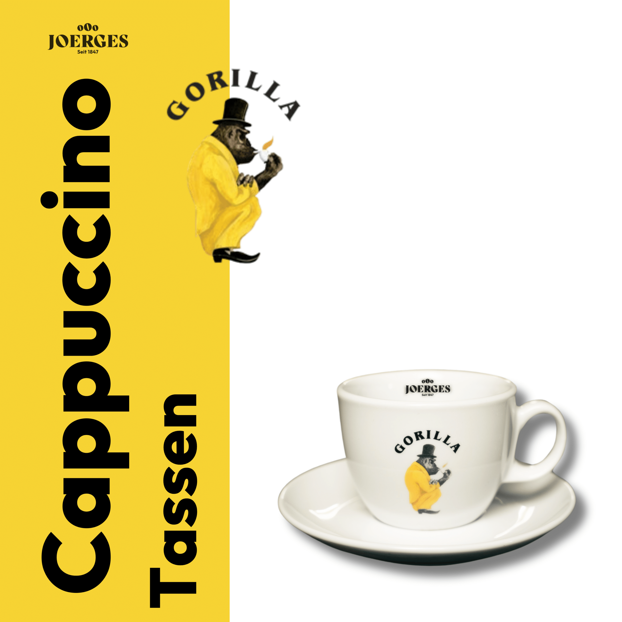 gorilla cappuccino tasse mit untertasse