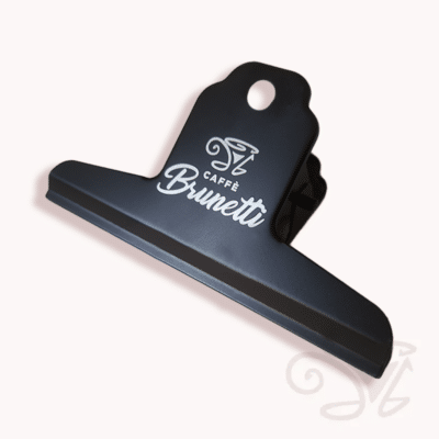 caffè brunetti kaffee beutel verschlussklammer klip 10cm mattschwarz