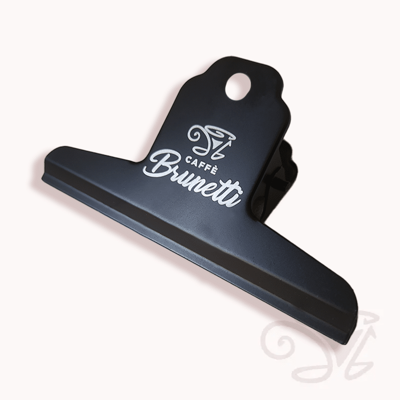 caffè brunetti kaffee beutel verschlussklammer klip 10cm mattschwarz