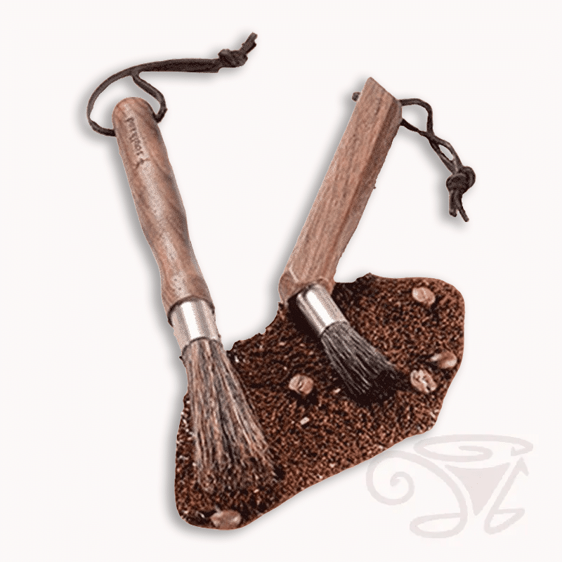 set kaffeemühlenbürste + kaffeemaschinenbürste aus holz und naturborsten