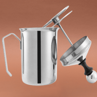 manueller milchaufschäumer 500ml edelstahl mit doppeltem sieb