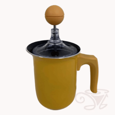 cremino cappuccinomaker milchaufschäumer edelstahl handbetrieben gelb 500 ml