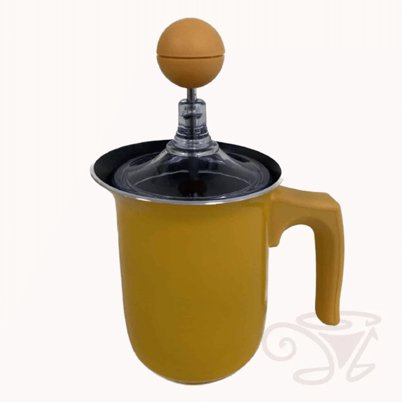 cremino cappuccinomaker milchaufschäumer edelstahl handbetrieben gelb 500 ml