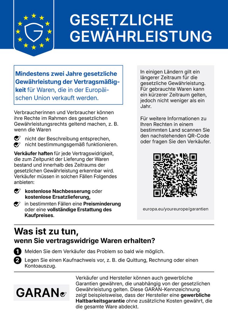 legal guarantee harmonised notice de