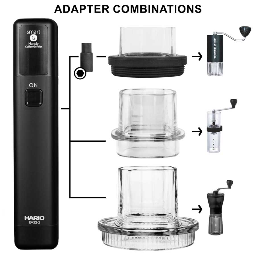 hario electro solo mobile mill stick (elektr.) + comandante adapter