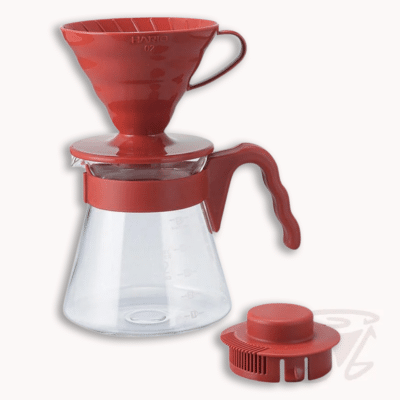 hario kaffeebereiter set, v60 dripper kunststoff 02 & kaffeekanne und zubehör, rot