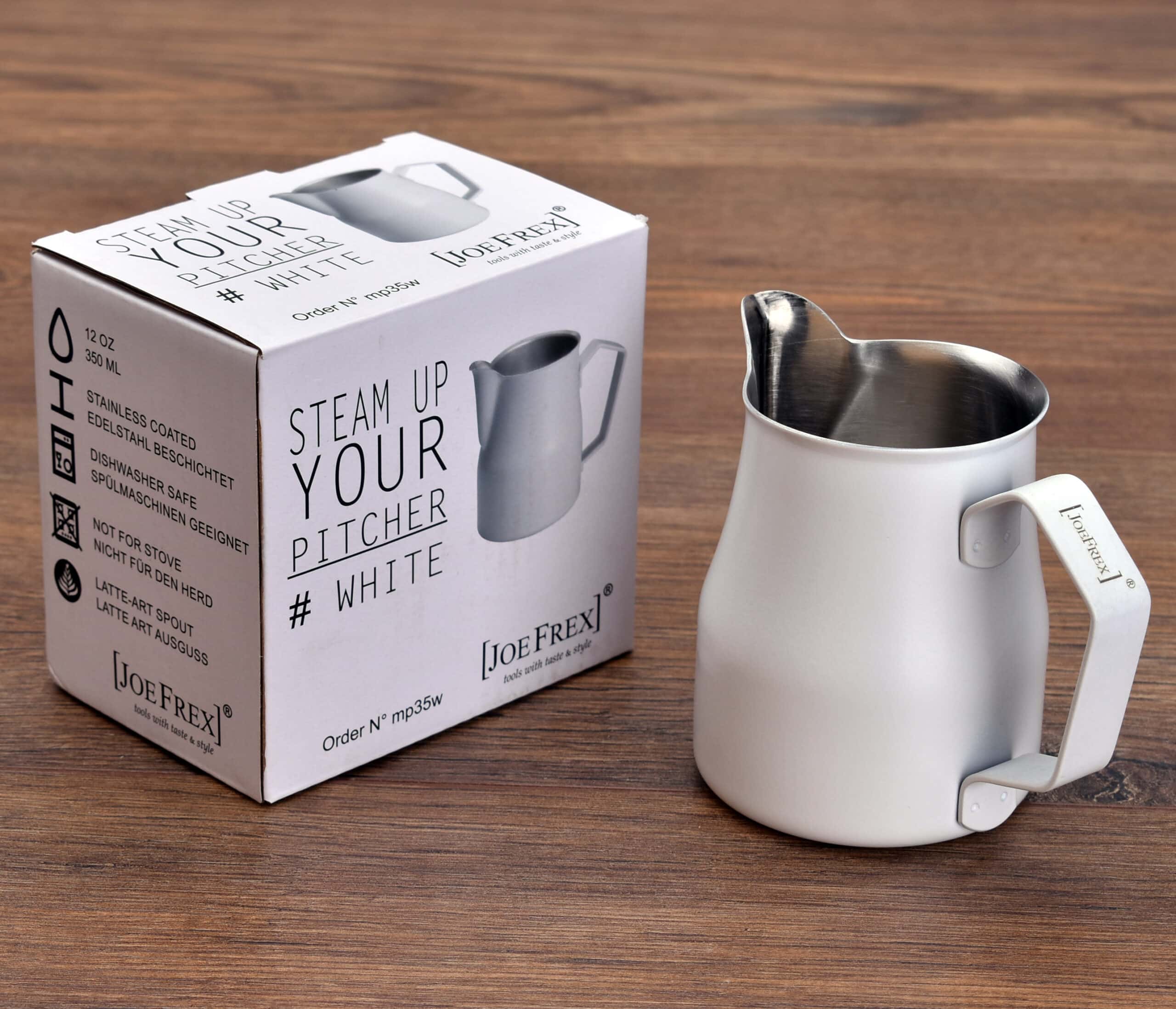 joe frex milchkännchen aus edelstahl mit pulverbeschichtung 350/500/750ml weiß