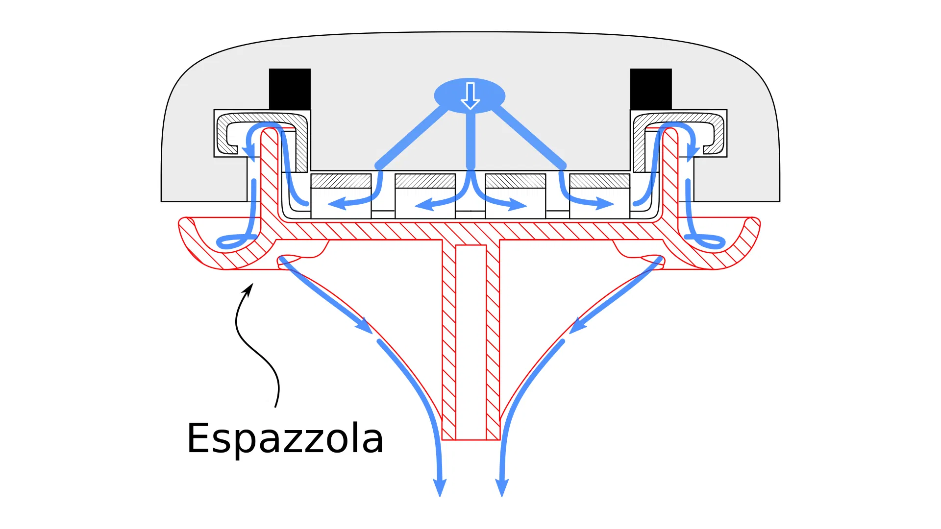 espazzola brühgruppenreiniger 56 58mm (modell 2+3 58), schwarz / rot