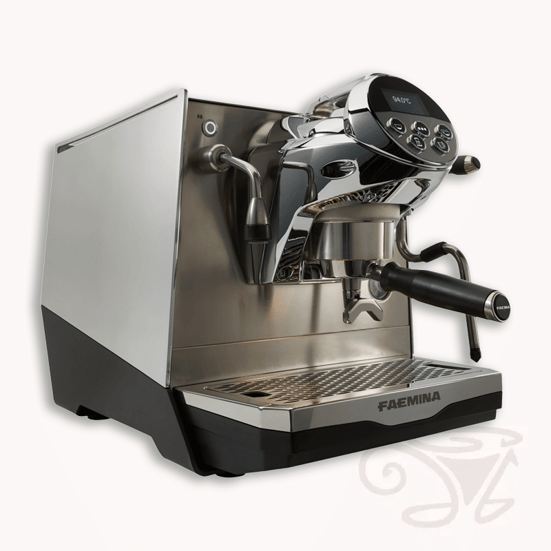 faema faemina aluminium glänzend/schwarz siebträgermaschine mit dualboiler