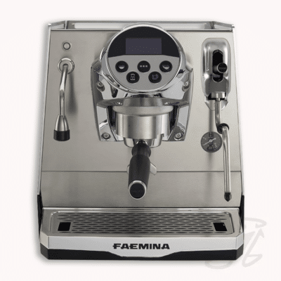 faema faemina aluminium glänzend/schwarz siebträgermaschine mit dualboiler