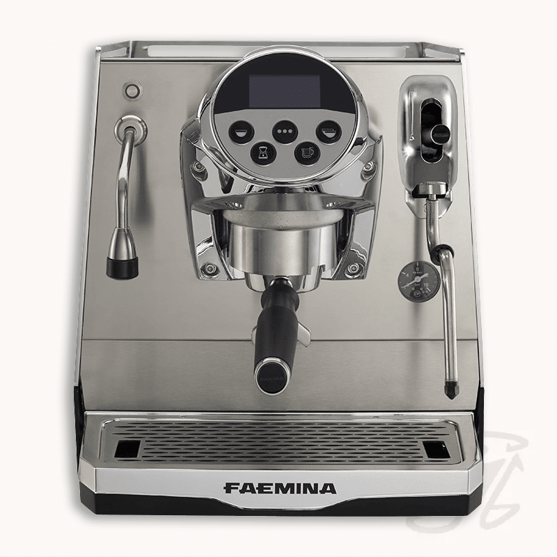 faema faemina aluminium glänzend/schwarz siebträgermaschine mit dualboiler