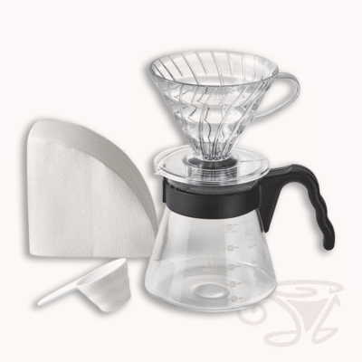 hario kaffeebereiter set, v60 dripper kunststoff 02 & kaffeekanne und zubehör, schwarz