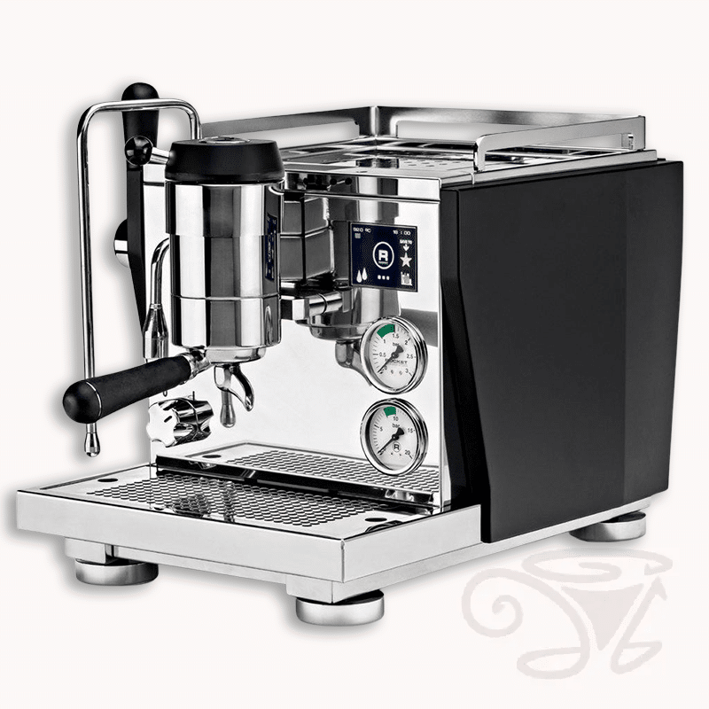 rocket r nine one schwarz, moderne siebträgermaschine mit farbdisplay