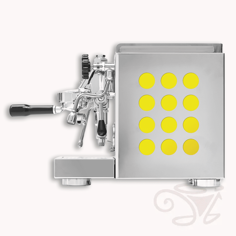 rocket appartamento siebträger zweikreiser e61 brühgruppe inox edelstahl gelb