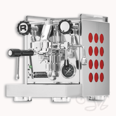 rocket appartamento siebträger zweikreiser e61 brühgruppe inox edelstahl rot