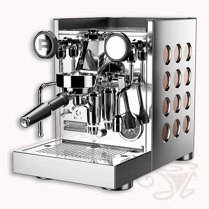 rocket appartamento tca edelstahl kupfer kompakte siebträgermaschine zweikreiser e61 brügruppe