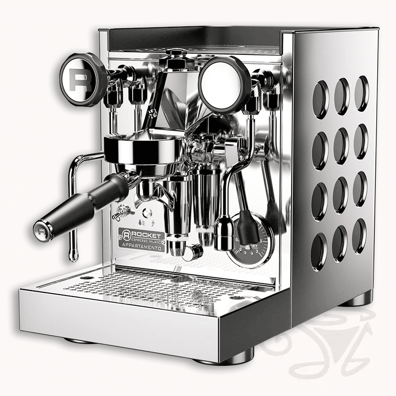 rocket appartamento tca edelstahl schwarz kompakte siebträgermaschine zweikreiser e61 brügruppe