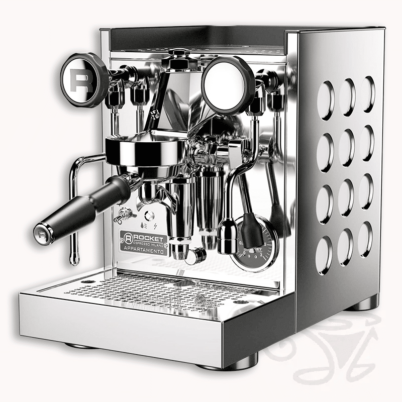 rocket appartamento tca edelstahl weiß kompakte siebträgermaschine zweikreiser e61 brügruppe