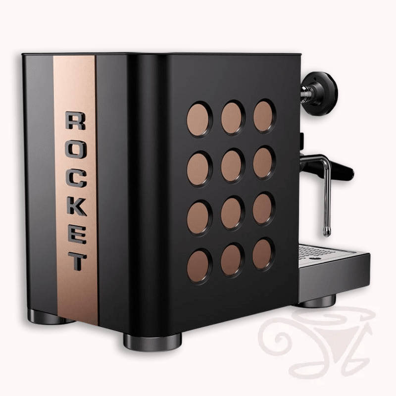 rocket appartamento tca schwarz kupfer kompakte siebträgermaschine zweikreiser e61 brügruppe