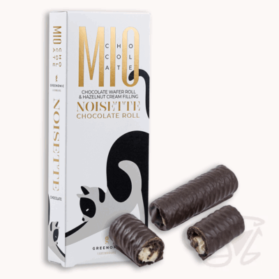 greenomic mio chocolate waffelröllchen mit haselnusscreme füllung 120g