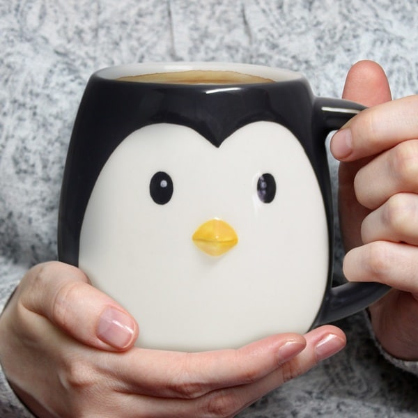 tasse pingo 400ml große tasse in pinguin form aus keramik handbemalt