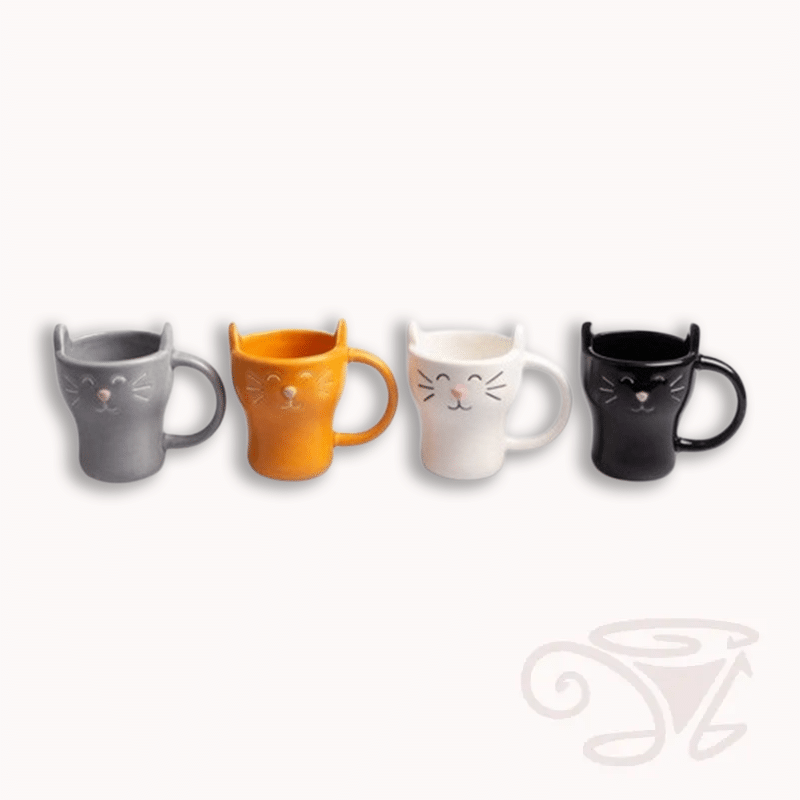 kaffeetassen set meow! 4 tassen á 90ml aus keramik in katzen form