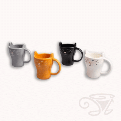 kaffeetassen set meow! 4 tassen á 90ml aus keramik in katzen form