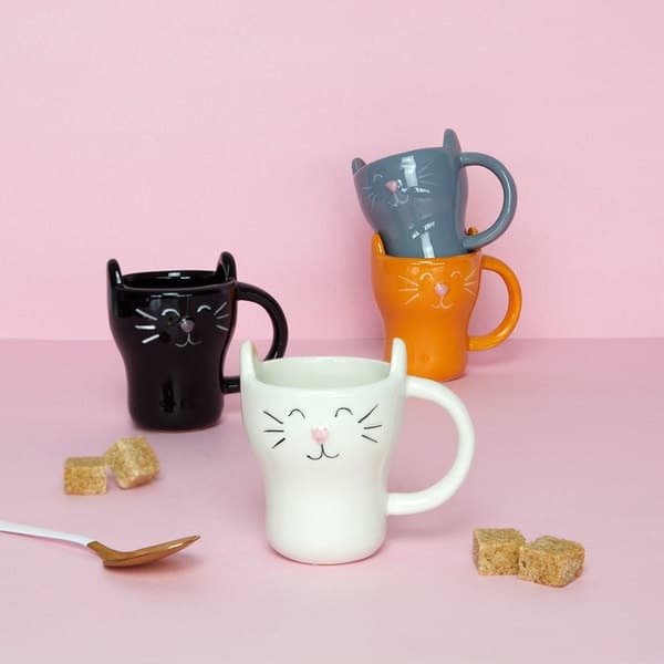 kaffeetassen set meow! 4 tassen á 90ml aus keramik in katzen form