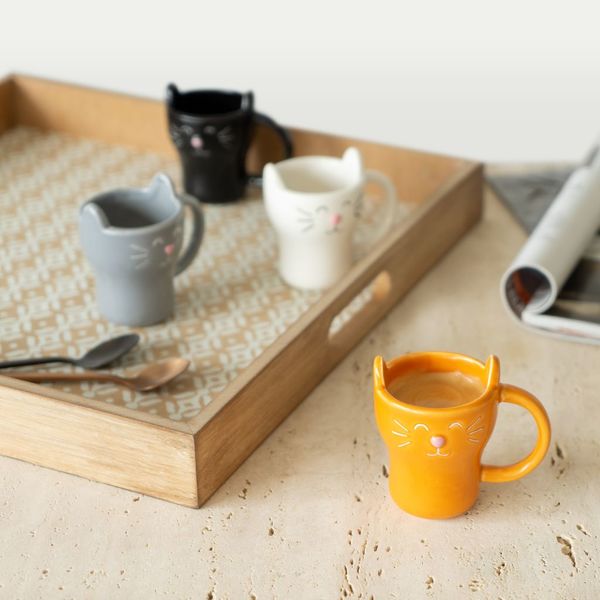 kaffeetassen set meow! 4 tassen á 90ml aus keramik in katzen form