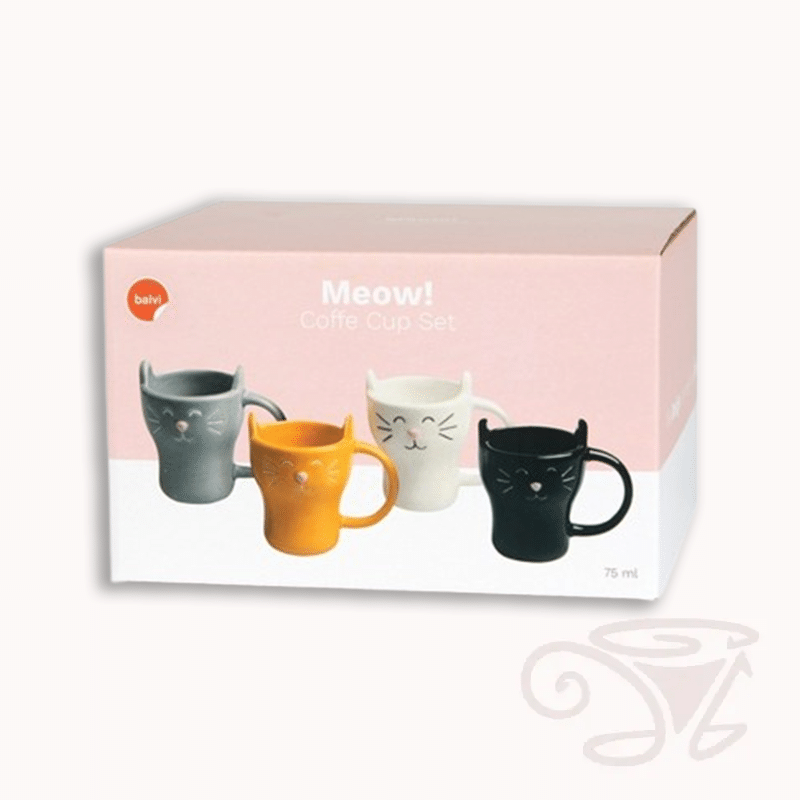 kaffeetassen set meow! 4 tassen á 90ml aus keramik in katzen form