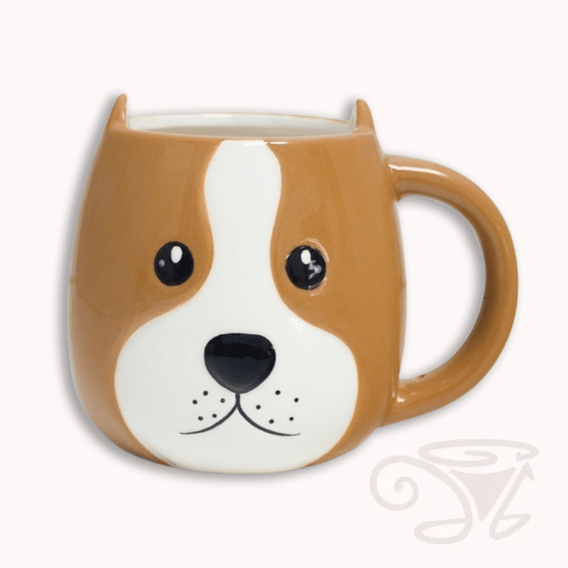 tasse woof! 400ml große tasse in hunde form aus keramik handbemalt