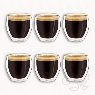creano espressotassen set aus doppelwandigem glas 6 stück 100ml bauchige form thermoglas