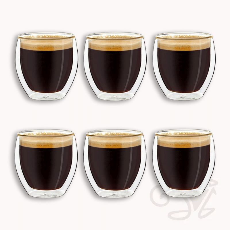 creano espressotassen set aus doppelwandigem glas 6 stück 100ml bauchige form thermoglas
