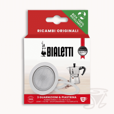 bialetti ersatzset für espressokocher 12 tassen ersatzteil 3 dichtungsringe + filtersieb für verschiedene bialetti modelle