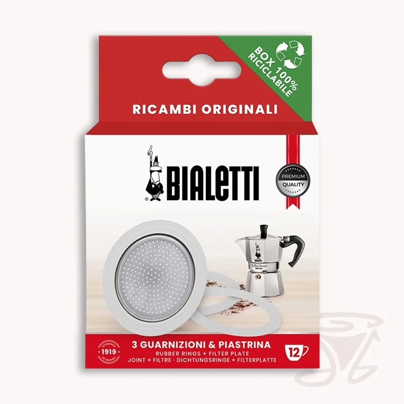 bialetti ersatzset für espressokocher 12 tassen ersatzteil 3 dichtungsringe + filtersieb für verschiedene bialetti modelle