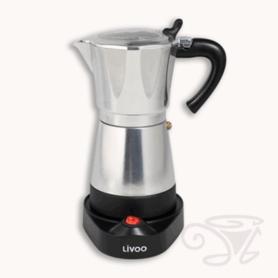 livoo elektrischer espressokocher 6 tassen mokka kanne silber aluminiumgehäuse