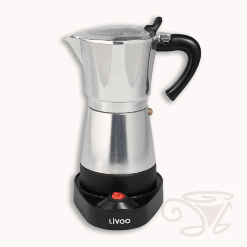 livoo elektrischer espressokocher 6 tassen mokka kanne silber aluminiumgehäuse