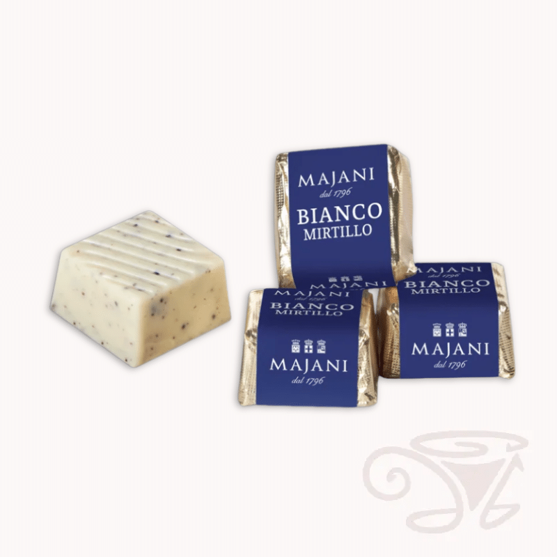 majani bianco mirtillo weiße schokoladenpraline mit blaubeeren 8,3g