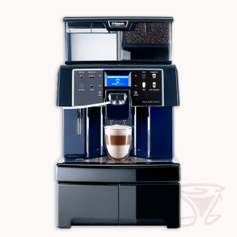 saeco aulika evo top schwarz blau kaffeevollautomat hohe kapazität mit doppelboiler und pumpe one touch milch für büro und gewerbe