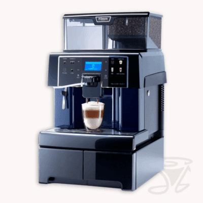saeco aulika evo top schwarz blau kaffeevollautomat hohe kapazität mit doppelboiler und pumpe one touch milch für büro und gewerbe