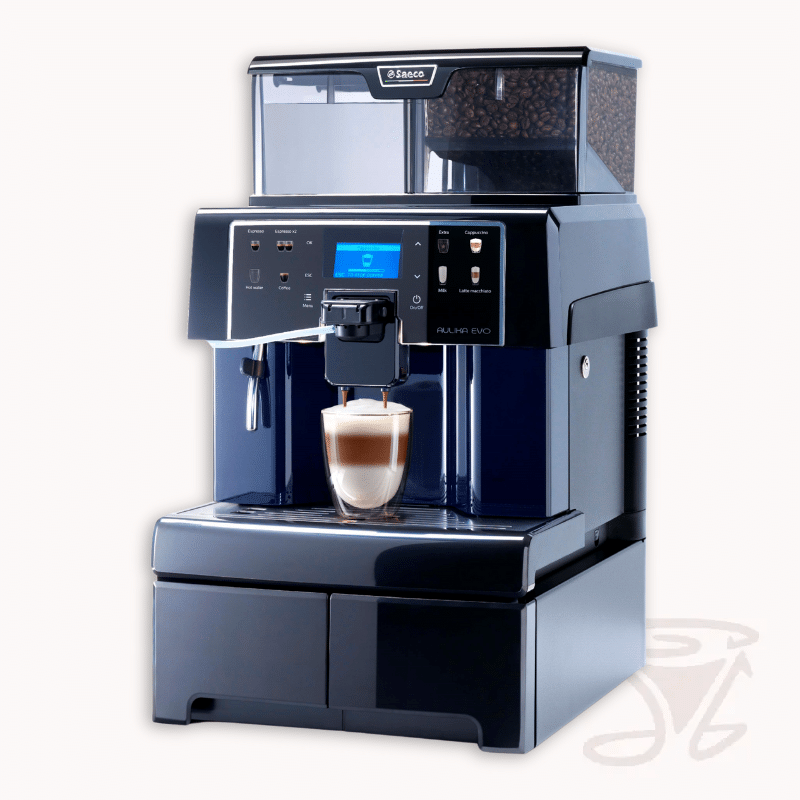 saeco aulika evo top schwarz blau kaffeevollautomat hohe kapazität mit doppelboiler und pumpe one touch milch für büro und gewerbe
